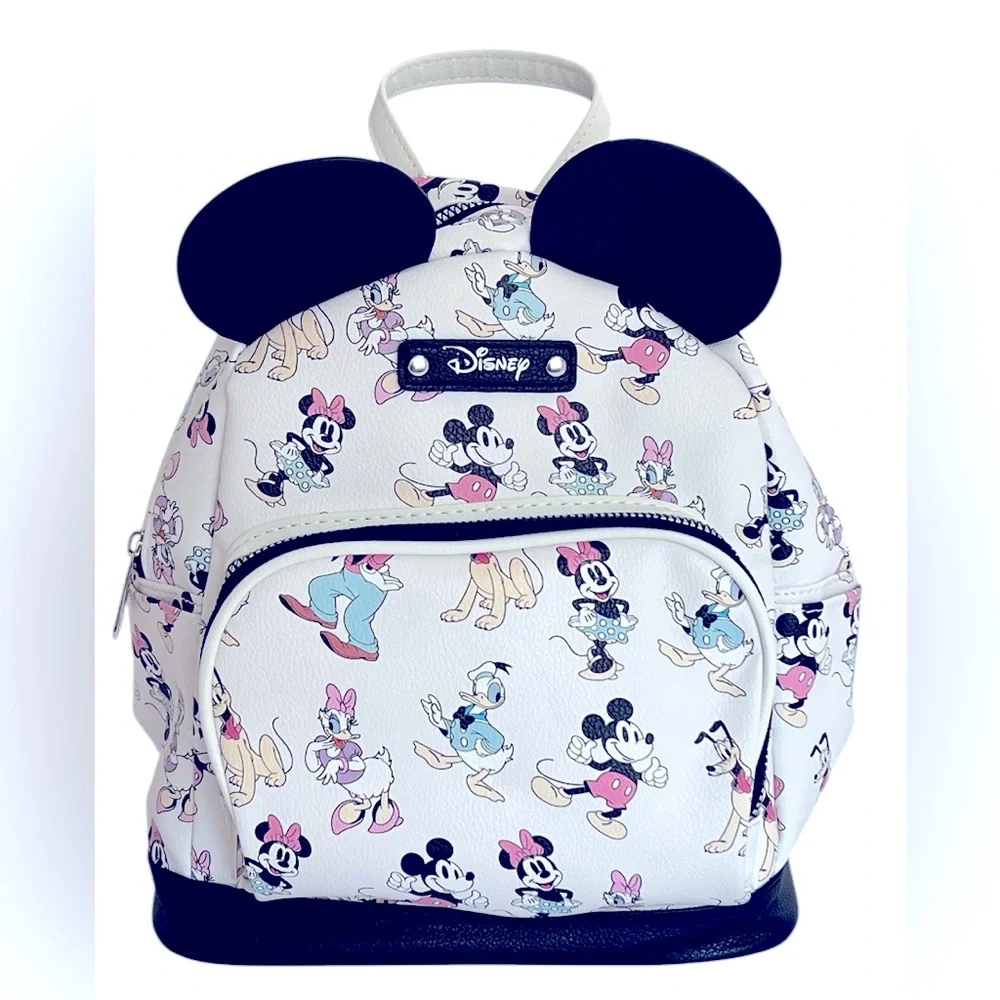 Adorable Multicolored Mickey Mouse & Friends Backpack with Iconic Ears. NWT.